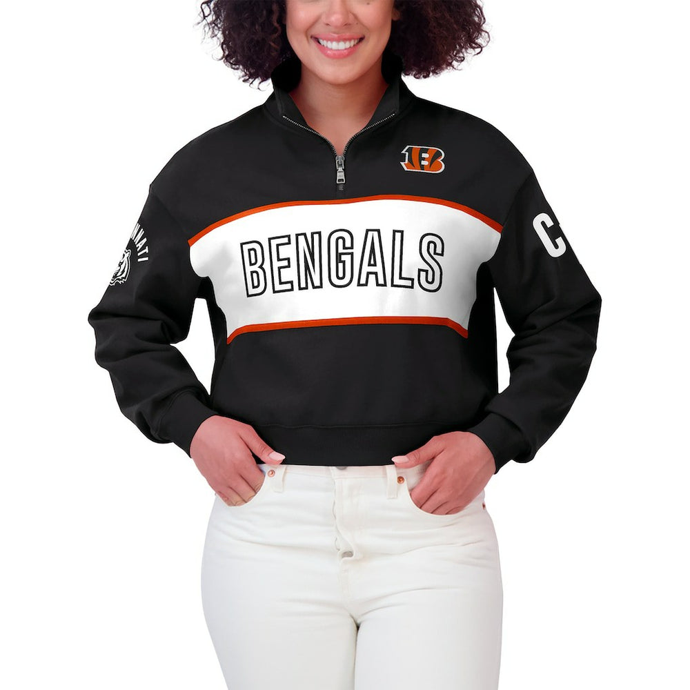 Cincinnati Bengals WEAR by Erin Andrews Women's Quarter-Zip Jacket - Black Jackets