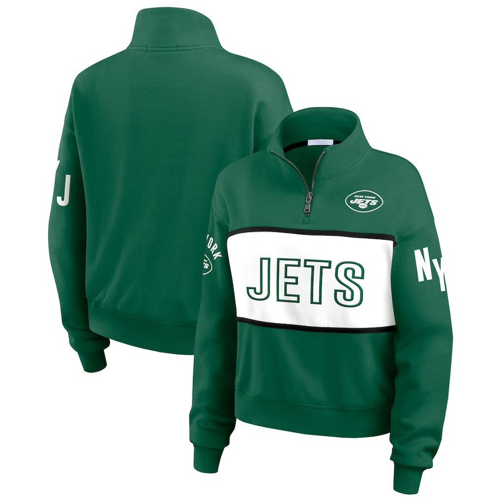 New York Jets WEAR by Erin Andrews Women's Quarter-Zip Jacket - Green Jackets