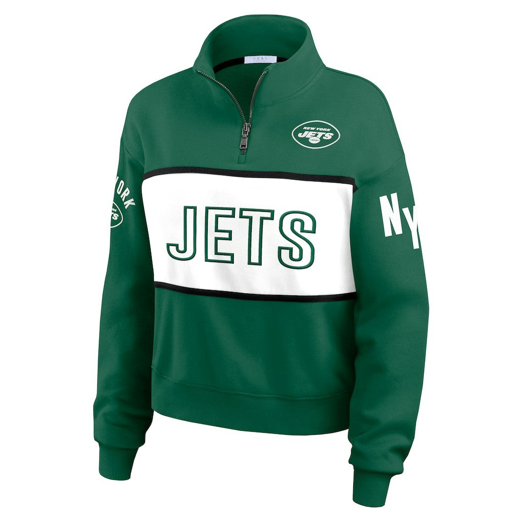New York Jets WEAR by Erin Andrews Women's Quarter-Zip Jacket - Green Jackets