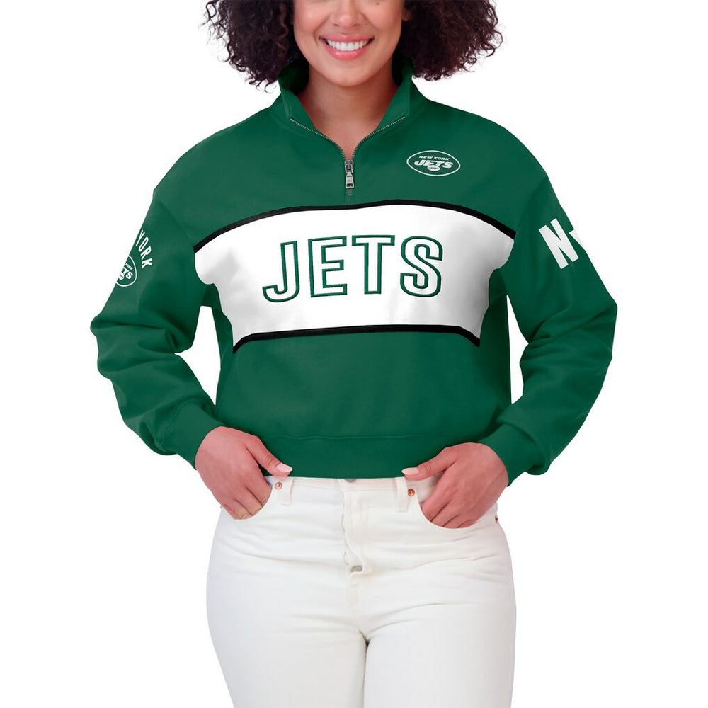 New York Jets WEAR by Erin Andrews Women's Quarter-Zip Jacket - Green Jackets