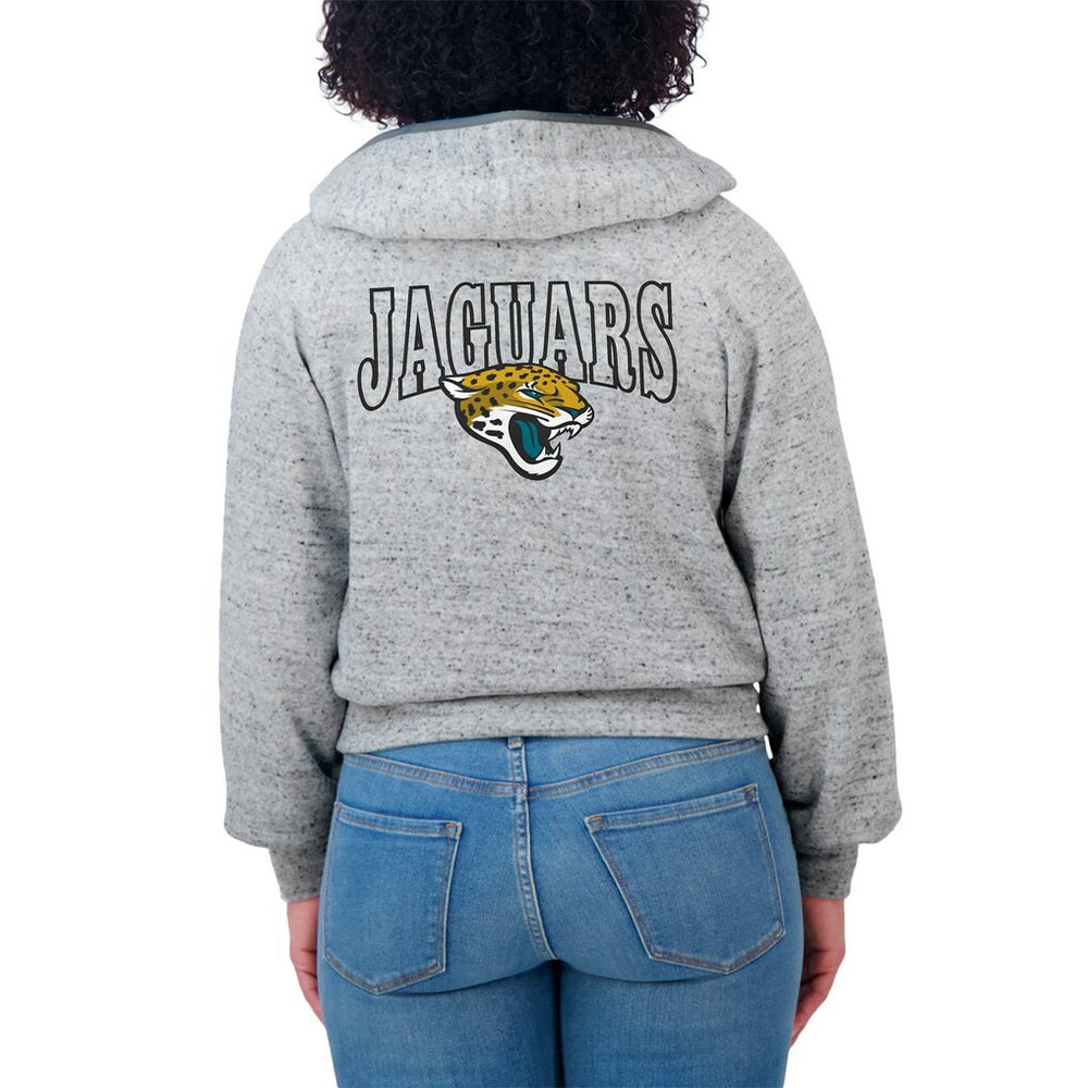 Jacksonville Jaguars WEAR by Erin Andrews Women's Speckled Fleece Cropped Full-Zip Hoodie - Heather Gray Hoodies