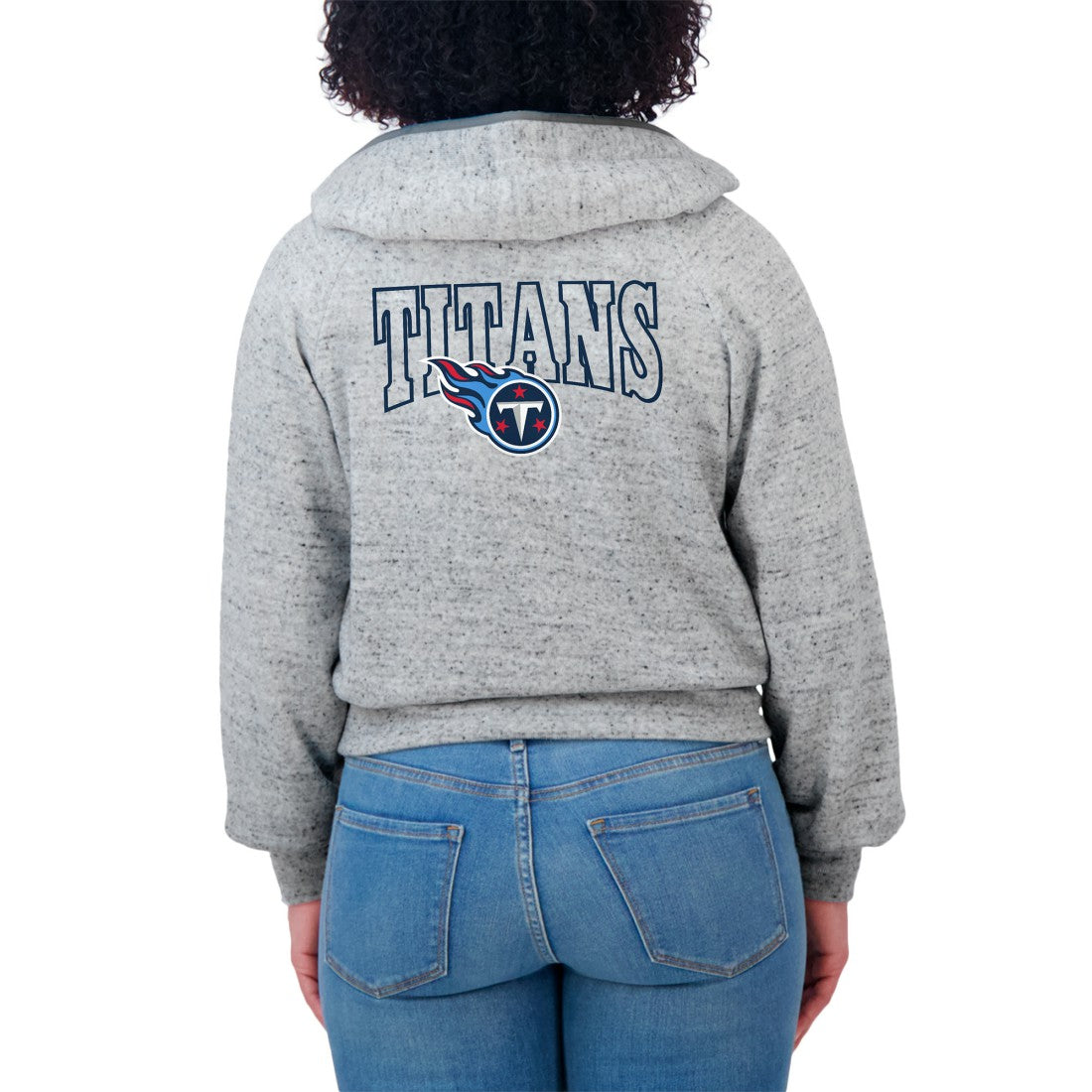 Tennessee Titans WEAR by Erin Andrews Women's Speckled Fleece Cropped Full-Zip Hoodie - Heather Gray Hoodies