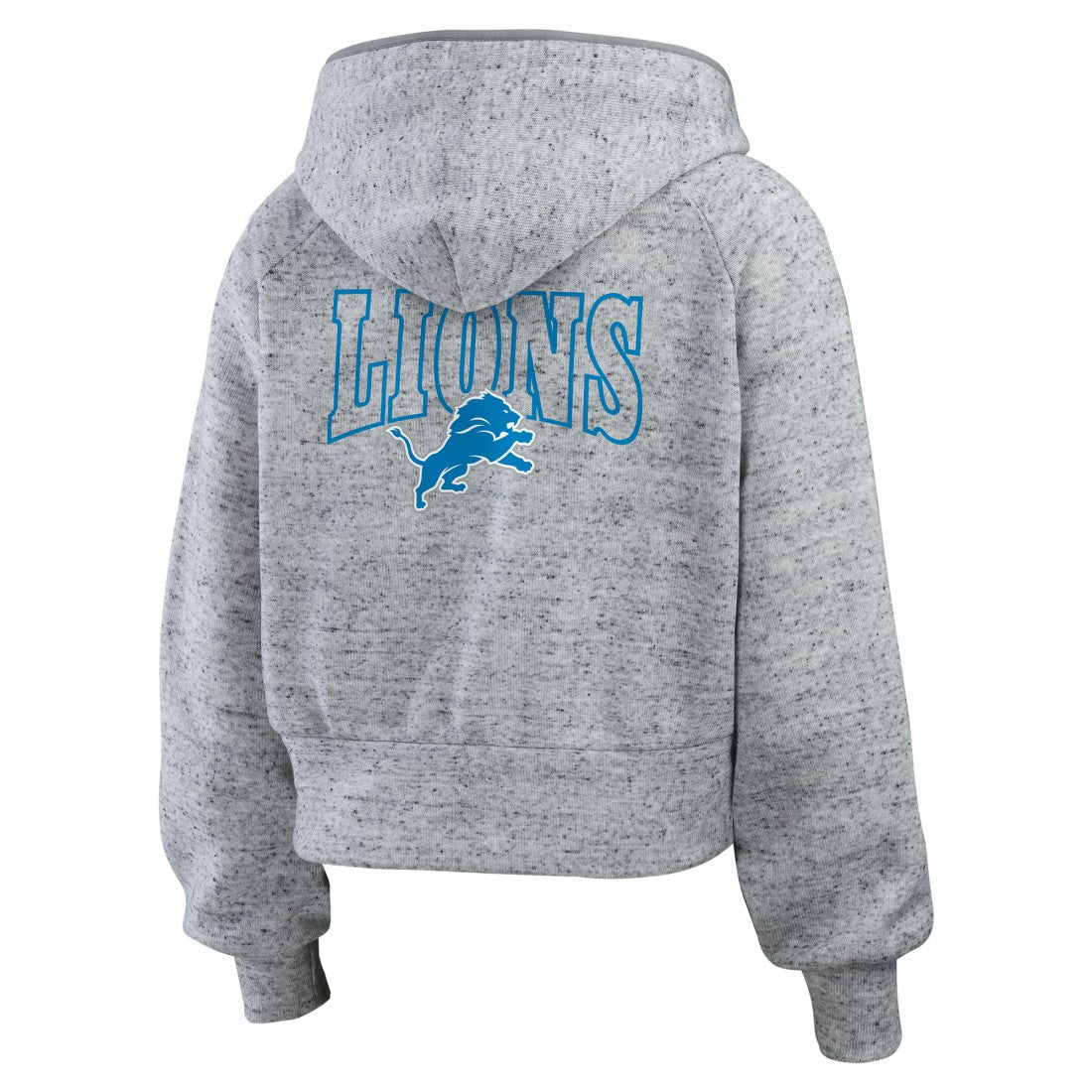 Detroit Lions WEAR by Erin Andrews Women's Speckled Fleece Cropped Full-Zip Hoodie - Heather Gray Hoodies