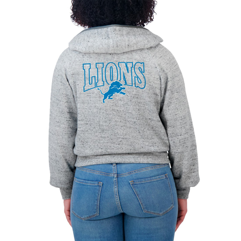 Detroit Lions WEAR by Erin Andrews Women's Speckled Fleece Cropped Full-Zip Hoodie - Heather Gray Hoodies