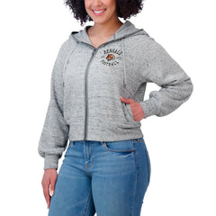 Cincinnati Bengals WEAR by Erin Andrews Women's Speckled Fleece Cropped Full-Zip Hoodie - Heather Gray Hoodies