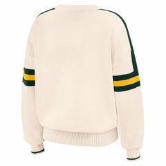 Green Bay Packers WEAR by Erin Andrews Women's Stripe Pullover Sweater - Cream Pullover