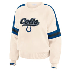 Indianapolis Colts WEAR by Erin Andrews Women's Stripe Pullover Sweater - Cream Pullover