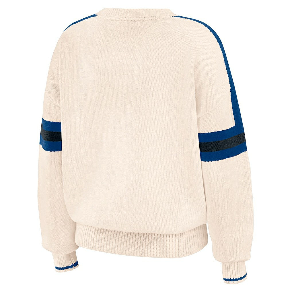 Indianapolis Colts WEAR by Erin Andrews Women's Stripe Pullover Sweater - Cream Pullover