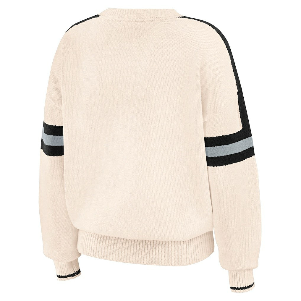 Las Vegas Raiders WEAR by Erin Andrews Women's Stripe Pullover Sweater - Cream Pullover