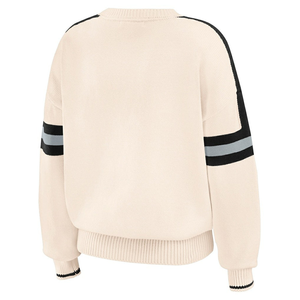 Las Vegas Raiders WEAR by Erin Andrews Women's Stripe Pullover Sweater - Cream Pullover