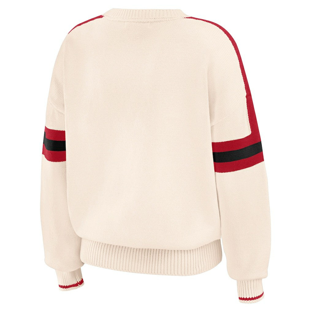 San Francisco 49ers WEAR by Erin Andrews Women's Stripe Pullover Sweater - Cream Pullover