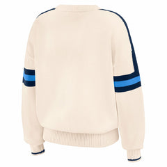 Tennessee Titans WEAR by Erin Andrews Women's Stripe Pullover Sweater - Cream Pullover