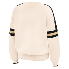 New Orleans Saints WEAR by Erin Andrews Women's Stripe Pullover Sweater - Cream Pullover