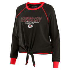 Kansas City Chiefs WEAR by Erin Andrews Women's Tie-Front Long Sleeve T-Shirt - Black T-shirts