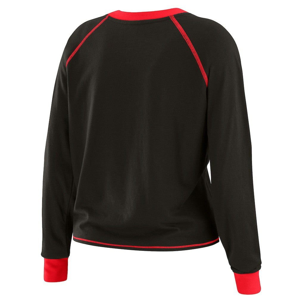 Kansas City Chiefs WEAR by Erin Andrews Women's Tie-Front Long Sleeve T-Shirt - Black T-shirts