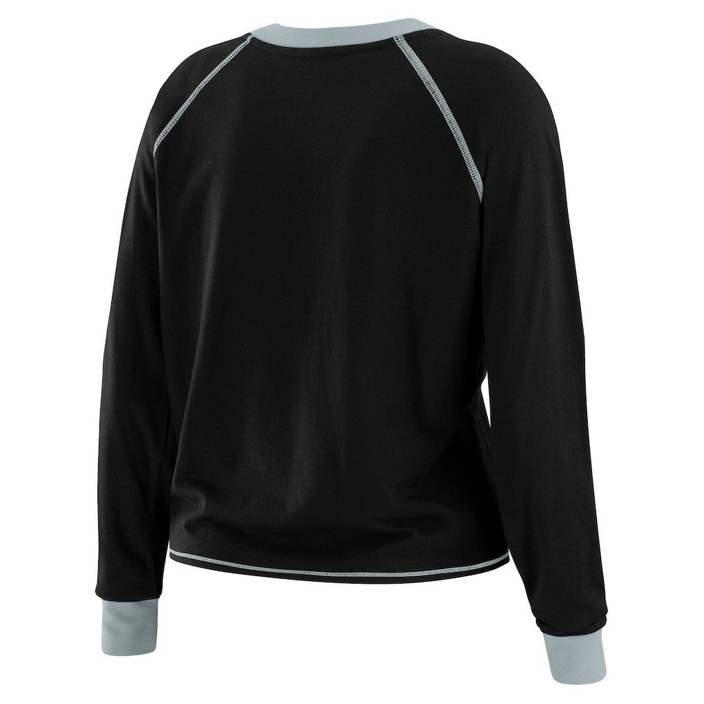 Las Vegas Raiders WEAR by Erin Andrews Women's Tie-Front Long Sleeve T-Shirt - Black T-shirts