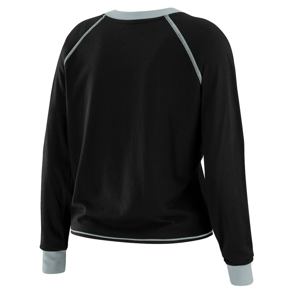 Las Vegas Raiders WEAR by Erin Andrews Women's Tie-Front Long Sleeve T-Shirt - Black T-shirts