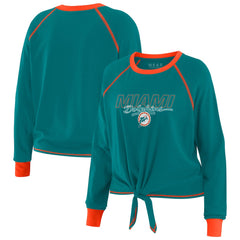 Miami Dolphins WEAR by Erin Andrews Women's Tie-Front Long Sleeve T-Shirt - Aqua T-shirts