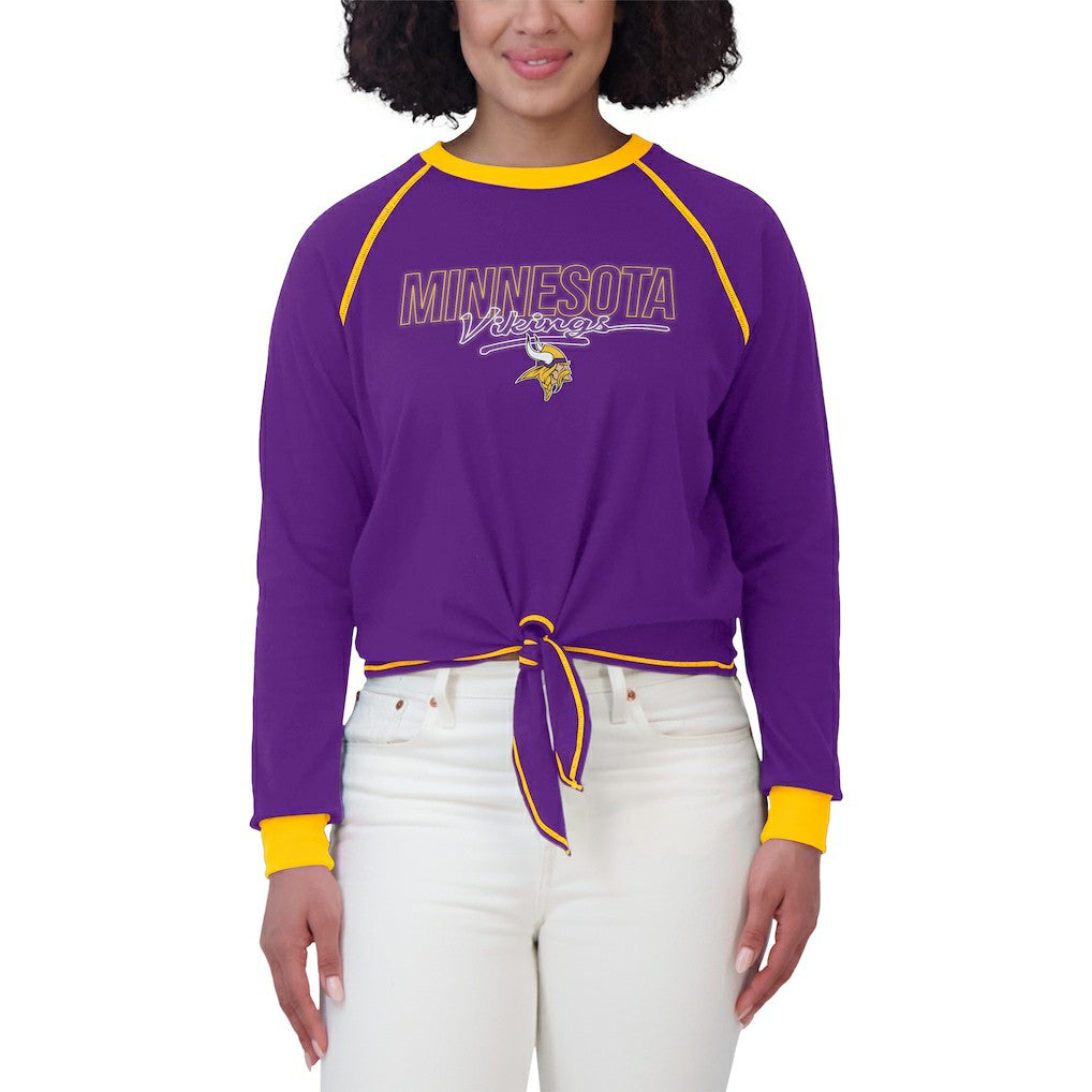 Minnesota Vikings WEAR by Erin Andrews Women's Tie-Front Long Sleeve T-Shirt - Purple T-shirts