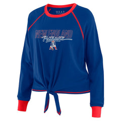 New England Patriots WEAR by Erin Andrews Women's Tie-Front Long Sleeve T-Shirt - Royal T-shirts