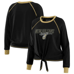 New Orleans Saints WEAR by Erin Andrews Women's Tie-Front Long Sleeve T-Shirt - Black T-shirts
