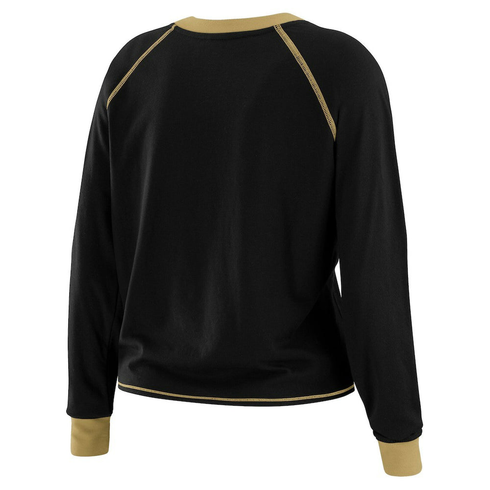 New Orleans Saints WEAR by Erin Andrews Women's Tie-Front Long Sleeve T-Shirt - Black T-shirts