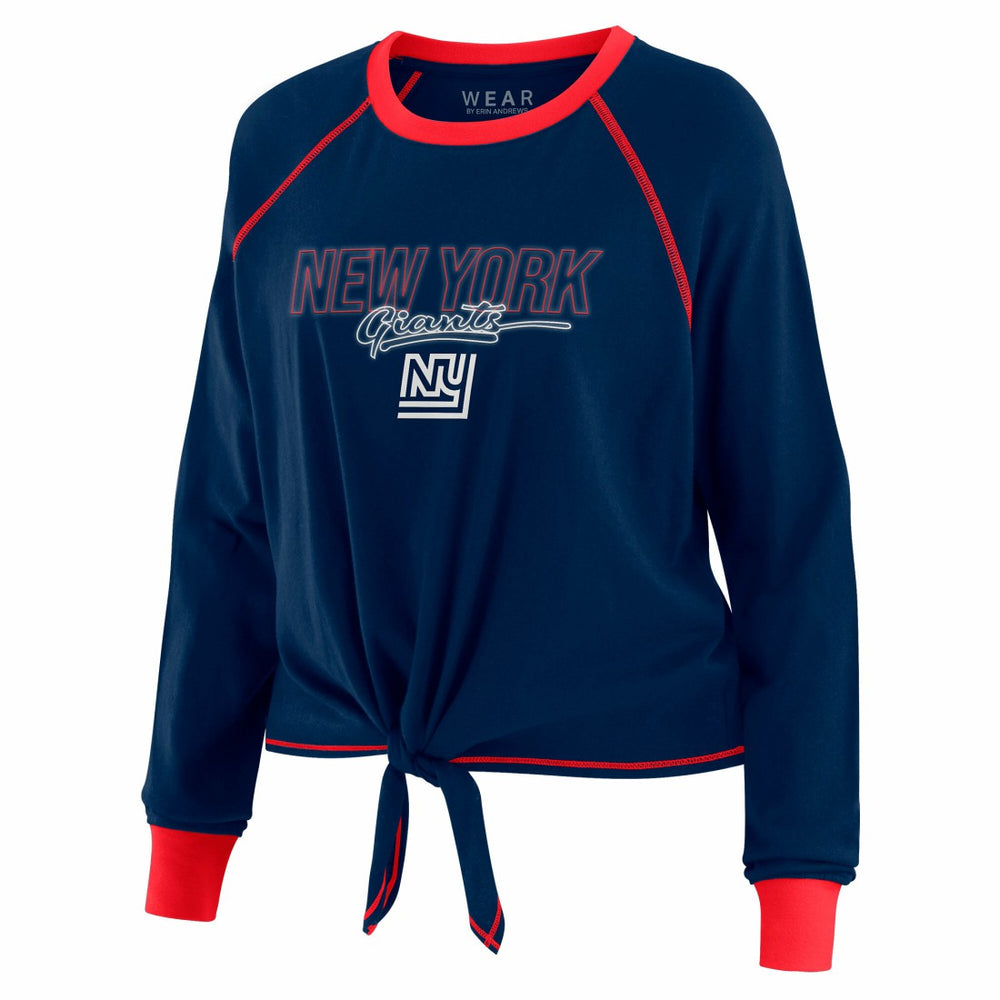 New York Giants WEAR by Erin Andrews Women's Tie-Front Long Sleeve T-Shirt - Royal T-shirts