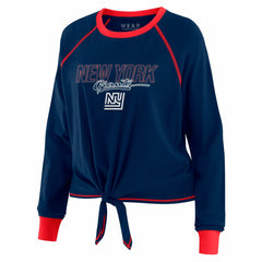 New York Giants WEAR by Erin Andrews Women's Tie-Front Long Sleeve T-Shirt - Royal T-shirts