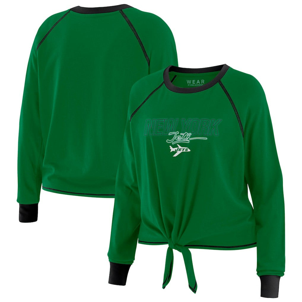 New York Jets WEAR by Erin Andrews Women's Tie-Front Long Sleeve T-Shirt - Green T-shirts