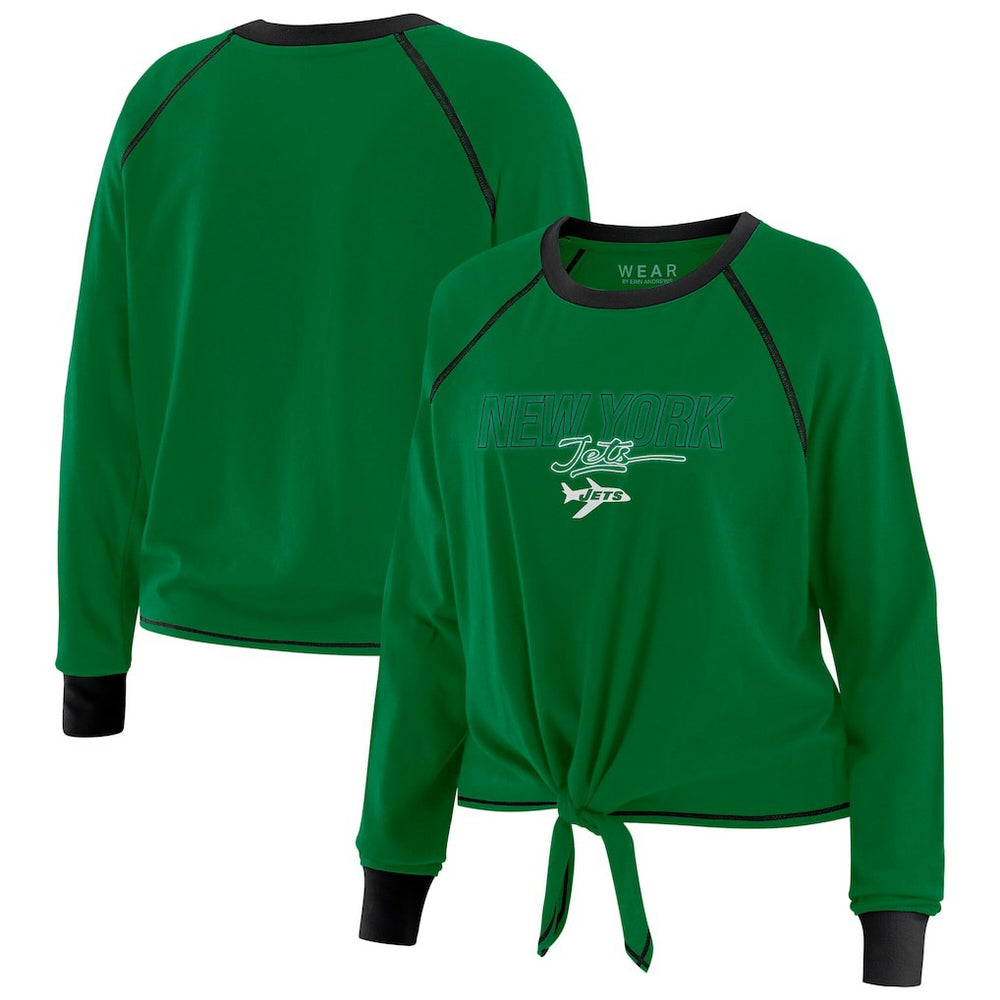 New York Jets WEAR by Erin Andrews Women's Tie-Front Long Sleeve T-Shirt - Green T-shirts