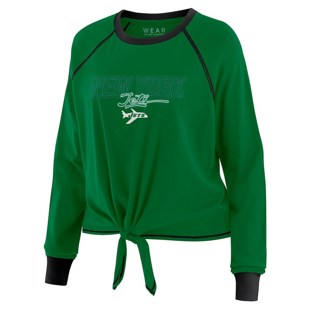 New York Jets WEAR by Erin Andrews Women's Tie-Front Long Sleeve T-Shirt - Green T-shirts