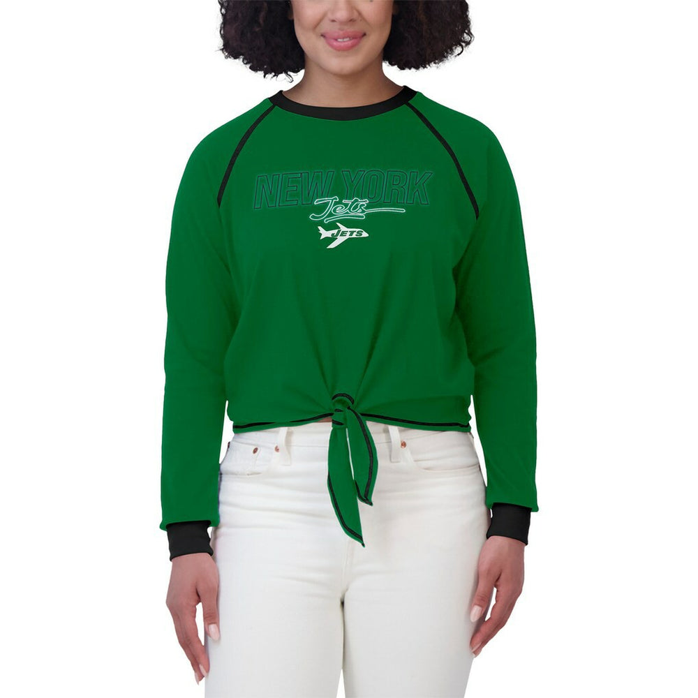 New York Jets WEAR by Erin Andrews Women's Tie-Front Long Sleeve T-Shirt - Green T-shirts