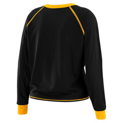 Pittsburgh Steelers WEAR by Erin Andrews Women's Tie-Front Long Sleeve T-Shirt - Black T-shirts