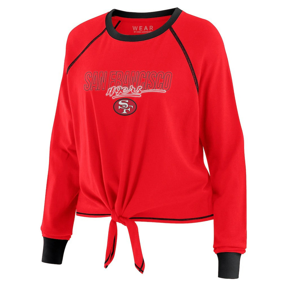 San Francisco 49ers WEAR by Erin Andrews Women's Tie-Front Long Sleeve T-Shirt - Scarlet T-shirts