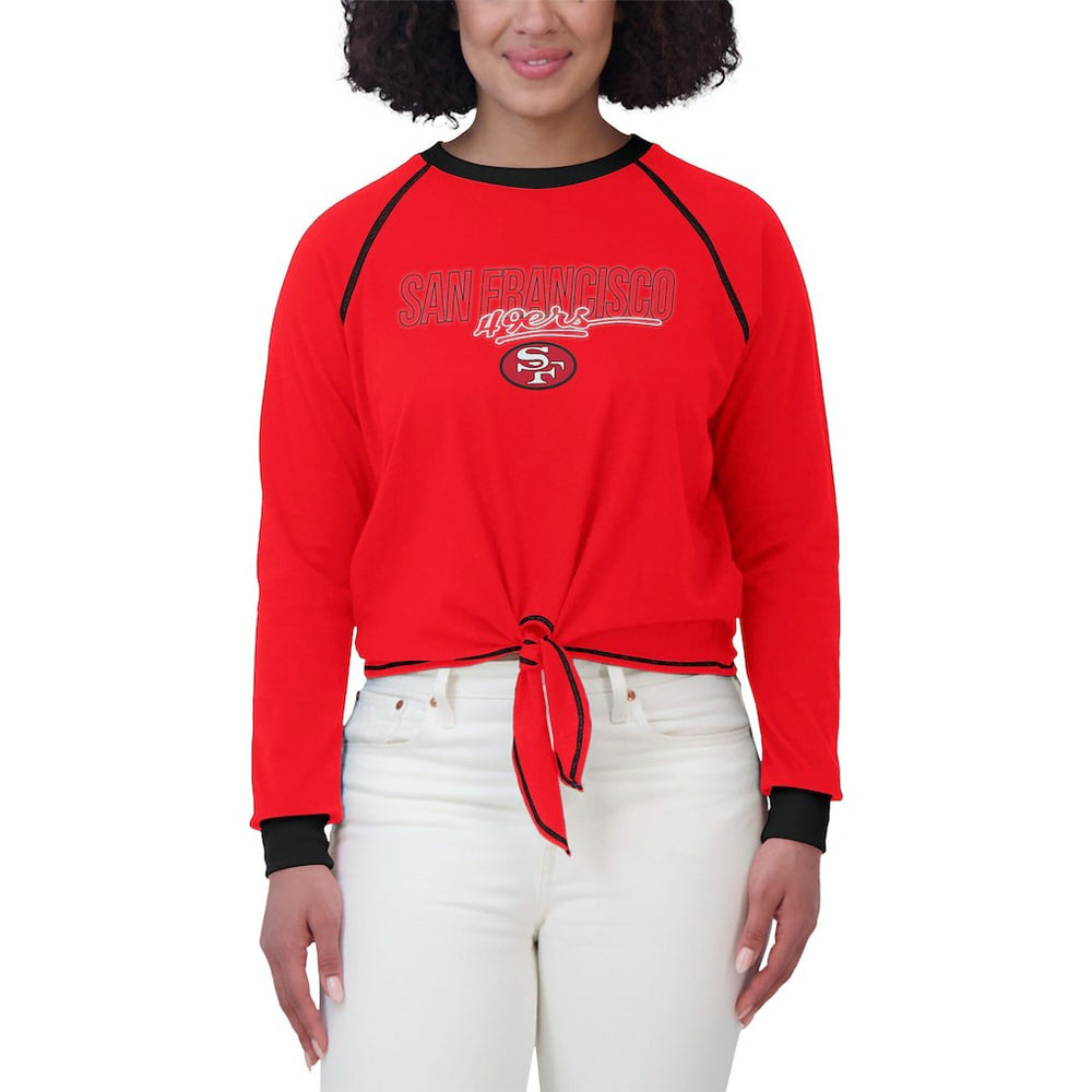 San Francisco 49ers WEAR by Erin Andrews Women's Tie-Front Long Sleeve T-Shirt - Scarlet T-shirts