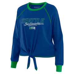 Seattle Seahawks WEAR by Erin Andrews Women's Tie-Front Long Sleeve T-Shirt - Royal T-shirts