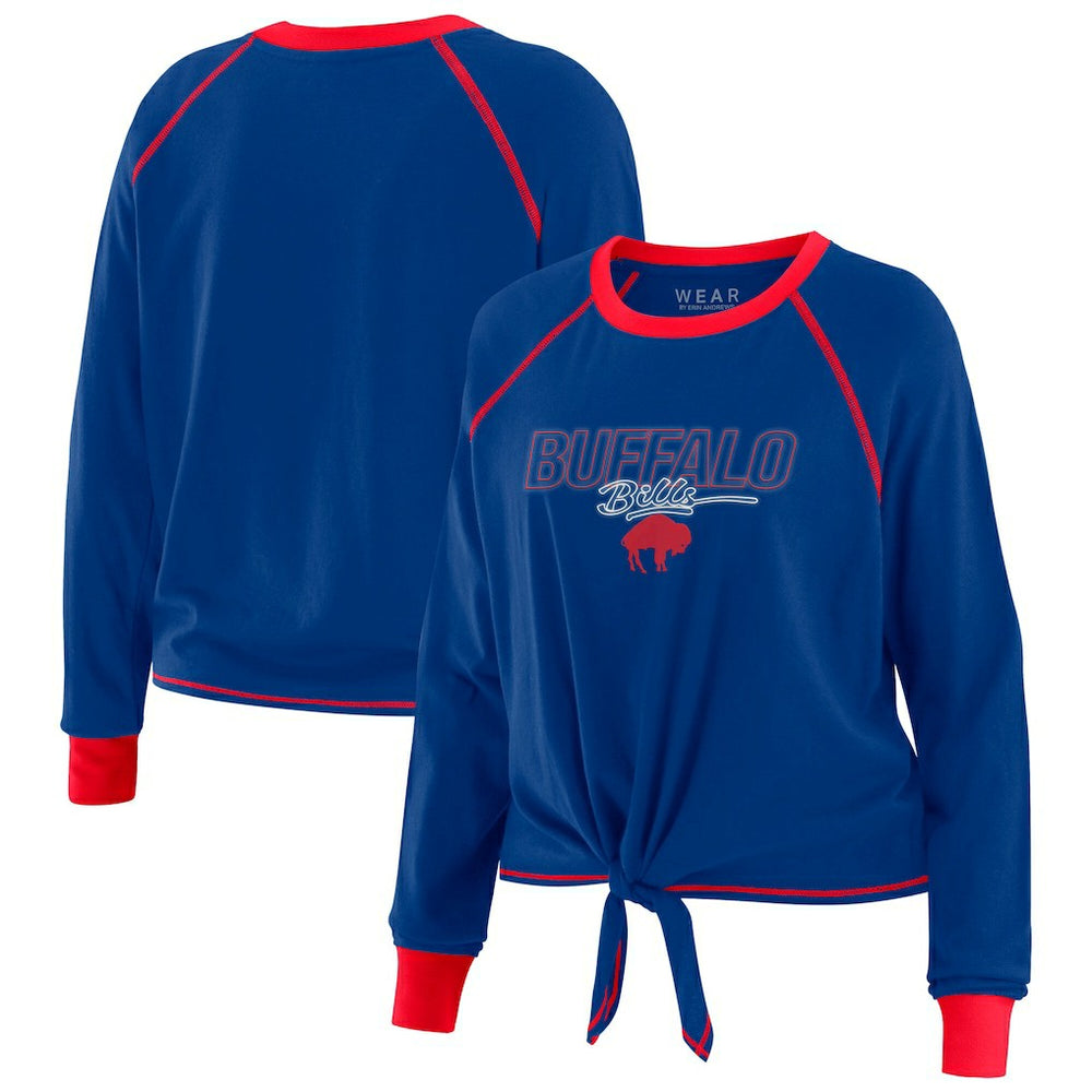 Buffalo Bills WEAR by Erin Andrews Women's Tie-Front Long Sleeve T-Shirt - Royal T-shirts