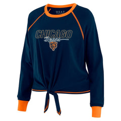 Chicago Bears WEAR by Erin Andrews Women's Tie-Front Long Sleeve T-Shirt - Navy T-shirts