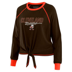 Cleveland Browns WEAR by Erin Andrews Women's Tie-Front Long Sleeve T-Shirt - Brown T-shirts