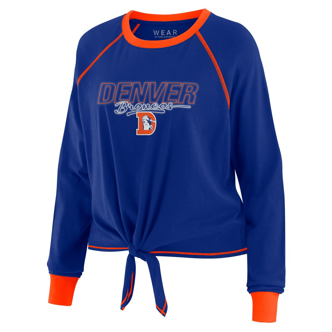 Denver Broncos WEAR by Erin Andrews Women's Tie-Front Long Sleeve T-Shirt - Royal T-shirts