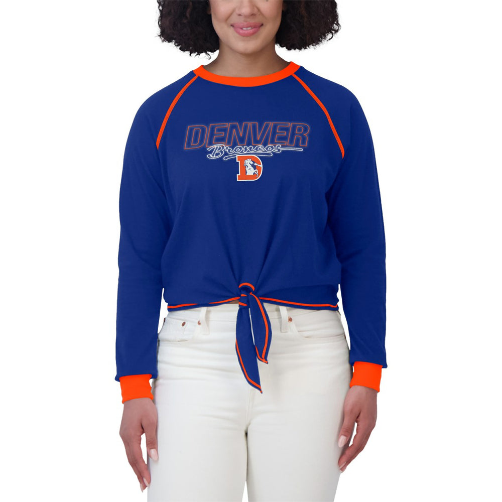 Denver Broncos WEAR by Erin Andrews Women's Tie-Front Long Sleeve T-Shirt - Royal T-shirts