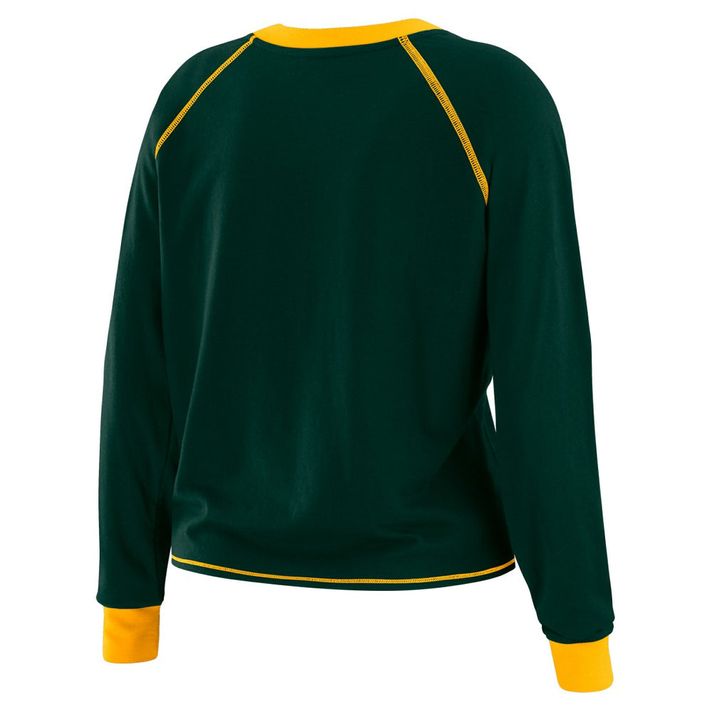 Green Bay Packers WEAR by Erin Andrews Women's Tie-Front Long Sleeve T-Shirt - Green T-shirts