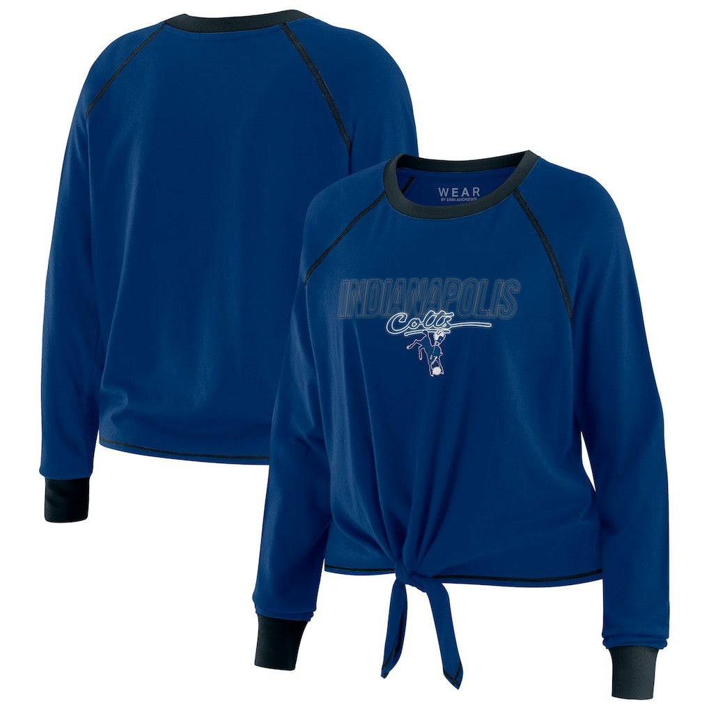 Indianapolis Colts WEAR by Erin Andrews Women's Tie-Front Long Sleeve T-Shirt - Royal T-shirts