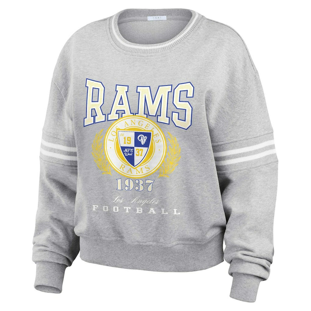 Los Angeles Rams WEAR by Erin Andrews Women's Cropped Pullover Sweatshirt - Heather Gray Pullover