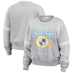 Los Angeles Chargers WEAR by Erin Andrews Women's Cropped Pullover Sweatshirt - Heather Gray Pullover