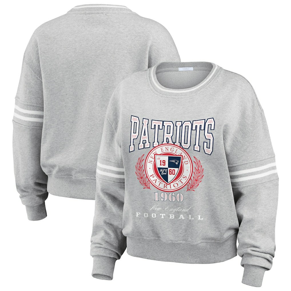 New England Patriots WEAR by Erin Andrews Women's Pullover Sweatshirt - Heather Gray Pullover