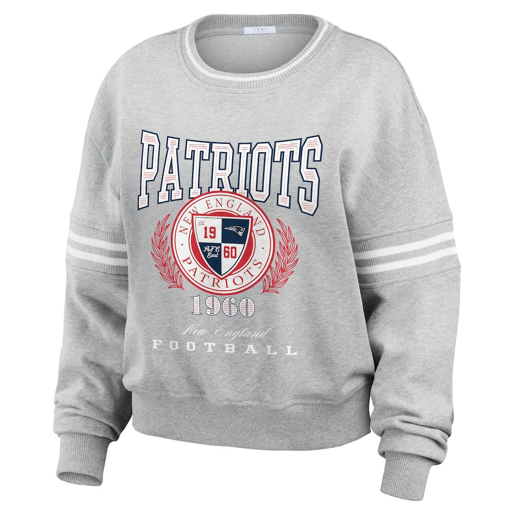 New England Patriots WEAR by Erin Andrews Women's Pullover Sweatshirt - Heather Gray Pullover