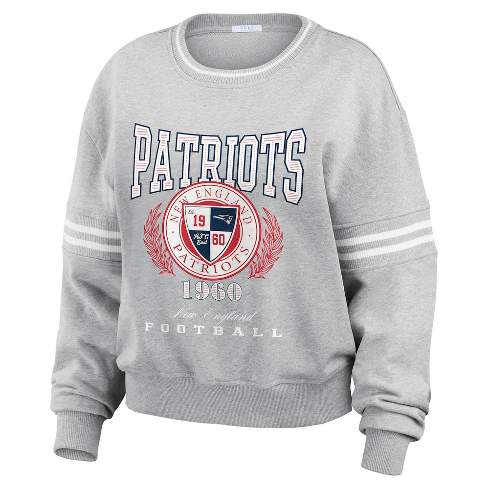 New England Patriots WEAR by Erin Andrews Women's Pullover Sweatshirt - Heather Gray Pullover