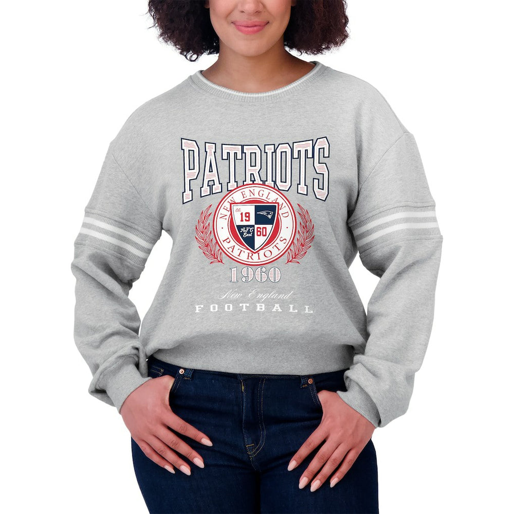 New England Patriots WEAR by Erin Andrews Women's Pullover Sweatshirt - Heather Gray Pullover