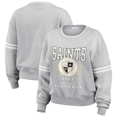 New Orleans Saints WEAR by Erin Andrews Women's Cropped Pullover Sweatshirt - Heather Gray Pullover